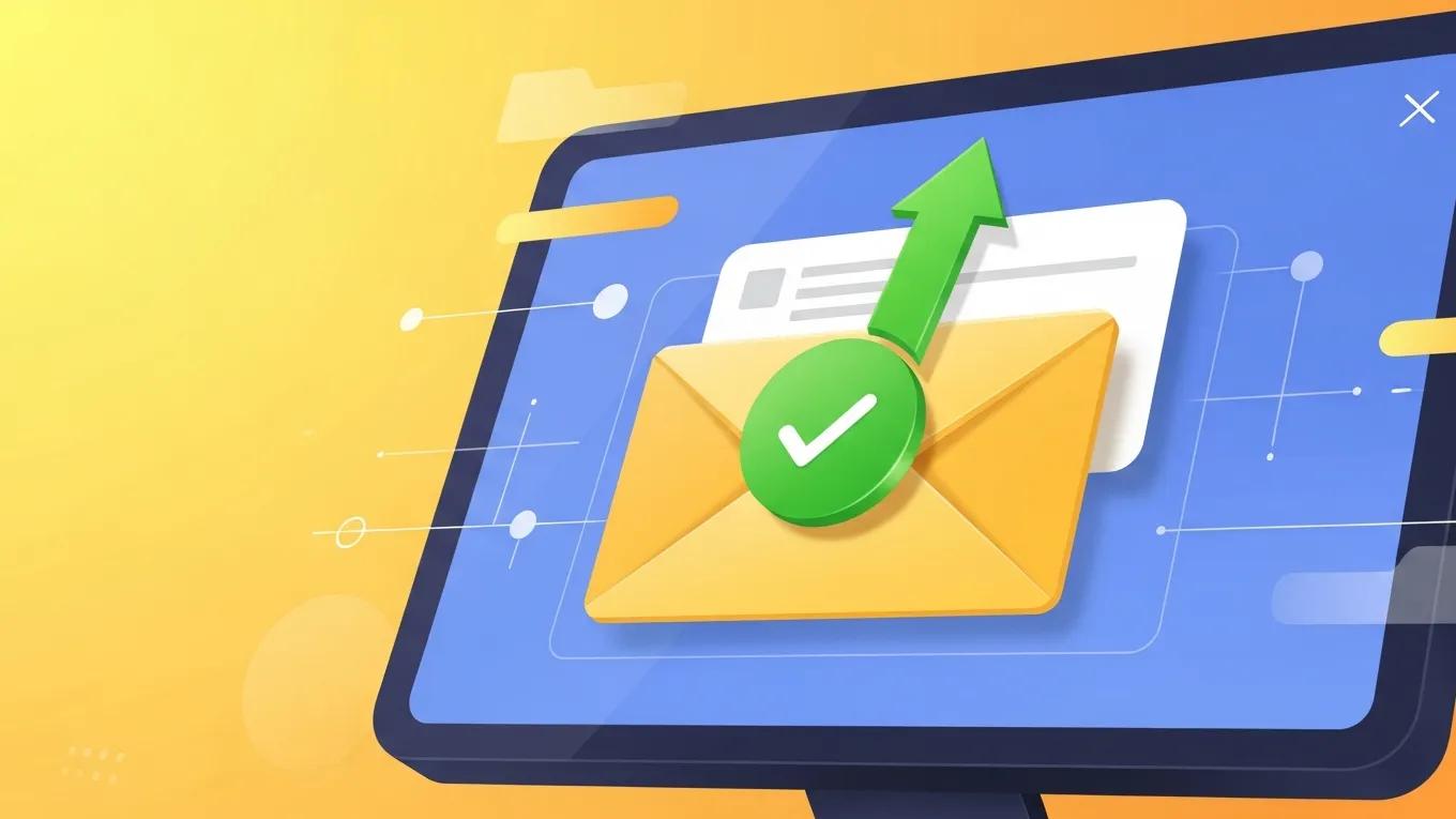Digital representation of successful email delivery, highlighting the impact of email list scrubbing on deliverability