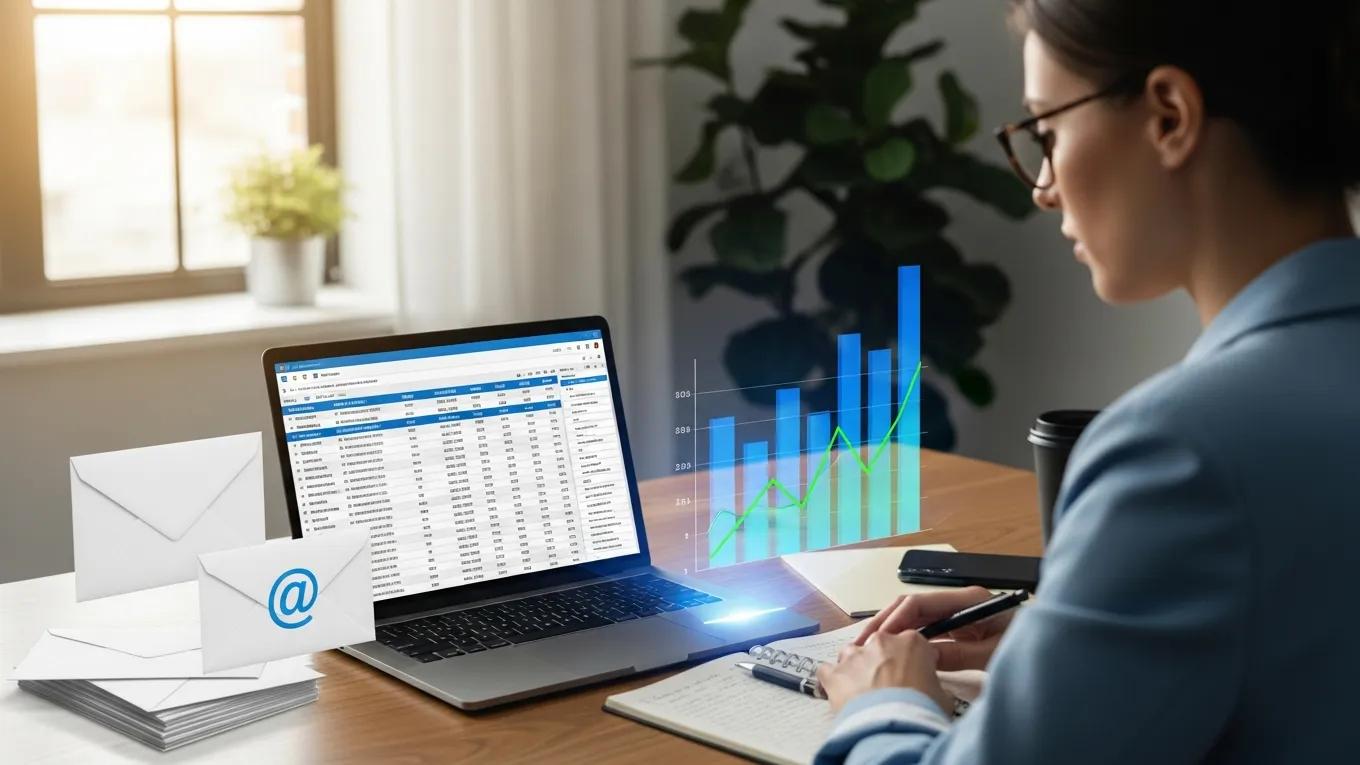Digital marketing professional analyzing email list for better deliverability